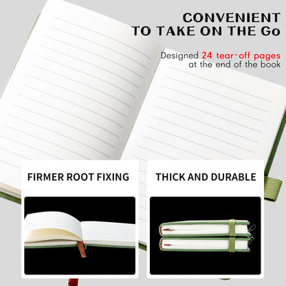 2Pack Pocket Notebook Small Notebook Journal Notebook 4 inches x 5.7 inches 200 Pages Leather Cover With Pen Holder Page Marker Ribbons(Black)