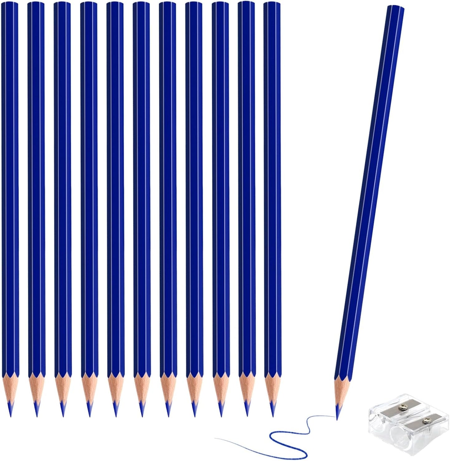 12 PCS Dark Blue Colored Pencils, Pre-sharpened Professional Wooden Art Pencils Set for Artists Painting | Premium Drawing Sketching Supplies (Dark Blue)