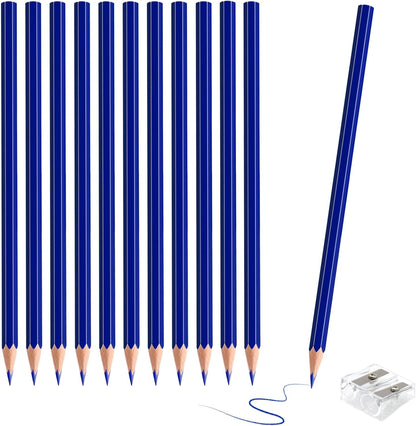 12 PCS Dark Blue Colored Pencils, Pre-sharpened Professional Wooden Art Pencils Set for Artists Painting | Premium Drawing Sketching Supplies (Dark Blue)