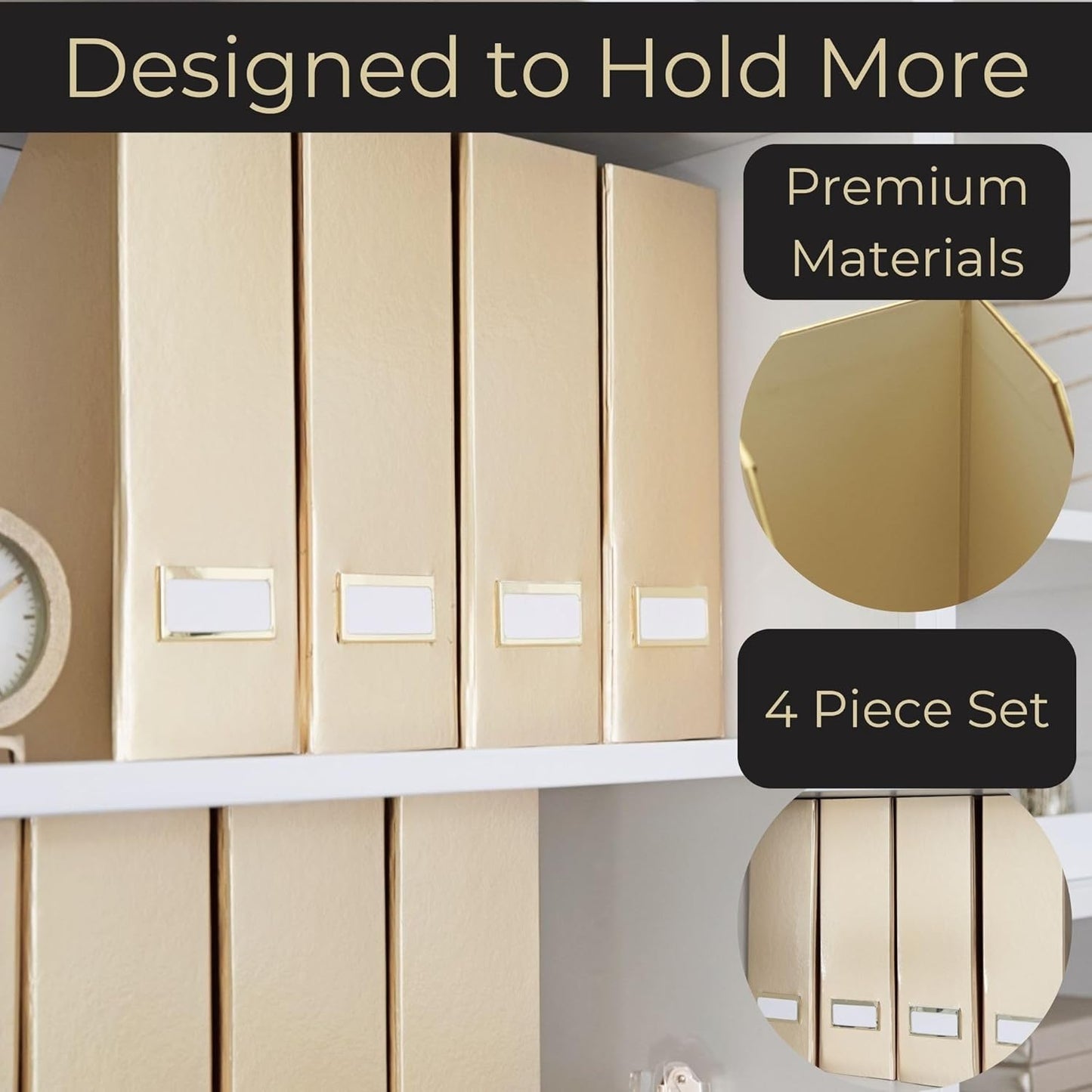 BLU MONACO | Cardboard Magazine File Holder Set of 4 | Vertical Magazine File Holder for Desk and Shelves | Standing File Holder for Classroom School Paper Storage