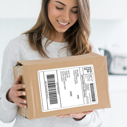 MFLABEL Half Sheet Shipping Labels - 200 Self Adhesive Sticker Sheets for Laser & Inkjet Printers, Waterproof & Smudge-Free, with 12 Free Fragile Labels for Packaging, Shipping and Crafting - Colors B