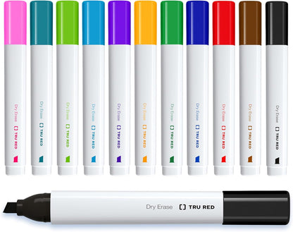 TRU RED Staples Tank Dry Erase Markers Chisel Tip Asst 12/Pack