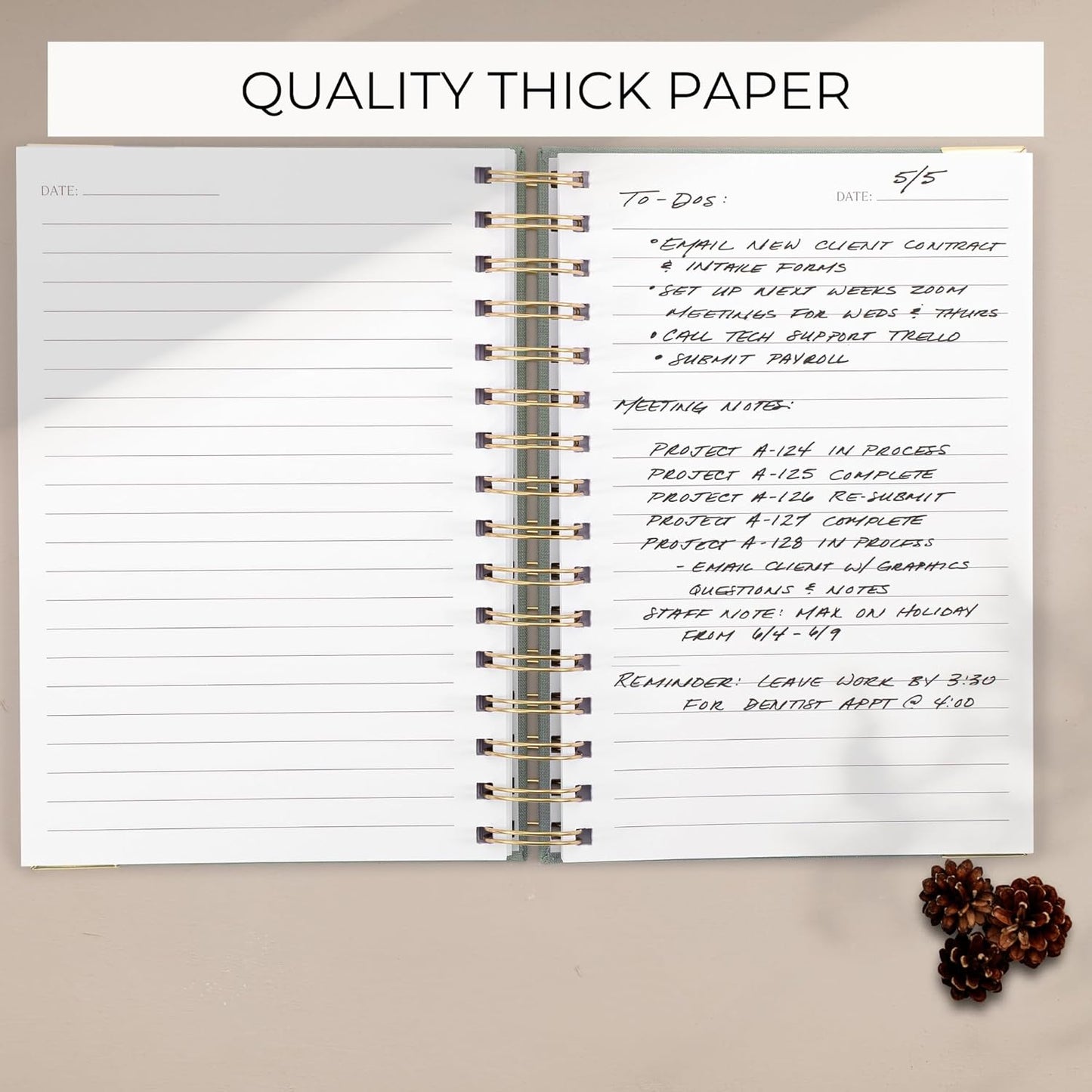 Aesthetic Thick Spiral Notebook Journal For Women in B5 Format - Modern Linen Hardcover College Ruled Note Book With 300 Lined Pages - Perfect For Writing And Staying Organized at Work or School
