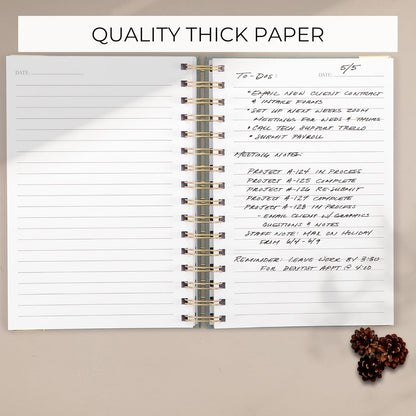 Aesthetic Thick Spiral Notebook Journal For Women in B5 Format - Modern Linen Hardcover College Ruled Note Book With 300 Lined Pages - Perfect For Writing And Staying Organized at Work or School