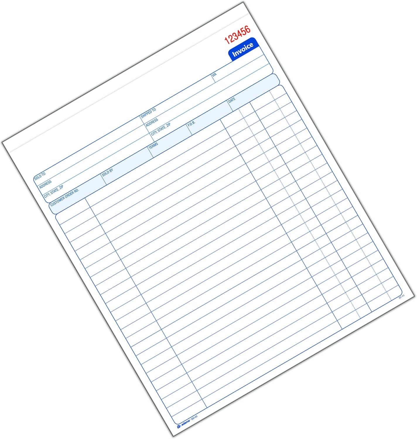 Adams Invoice Book, 8-3/8 x 10-11/16 Inches, 2-Part, Carbonless, White/Canary, 50 Sets per Book (D8140)