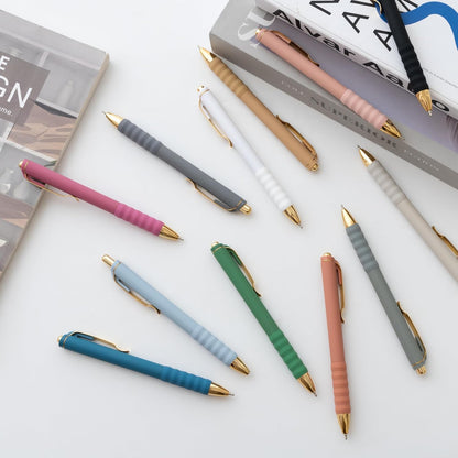 Linbsunne Ballpoint Pens Black Medium Point 1mm Pen with Super Soft Grip Ball Point Pen for Men Women Retractable Pens (gold-12 pcs)