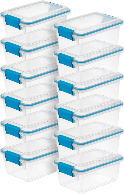 Sterilite 4-Pack Gasket Box, Weather-Resistant Storage Bins with Latching Lids, 32 Quart - Heavy-Duty Organizing Containers for Closet, Bathroom, and Office