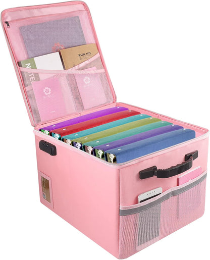 TOMKID Fireproof Document Box, Fireproof File Box with Lids, Important Document Organizer Box with Lock, Portable File Folder Organizer with Handle