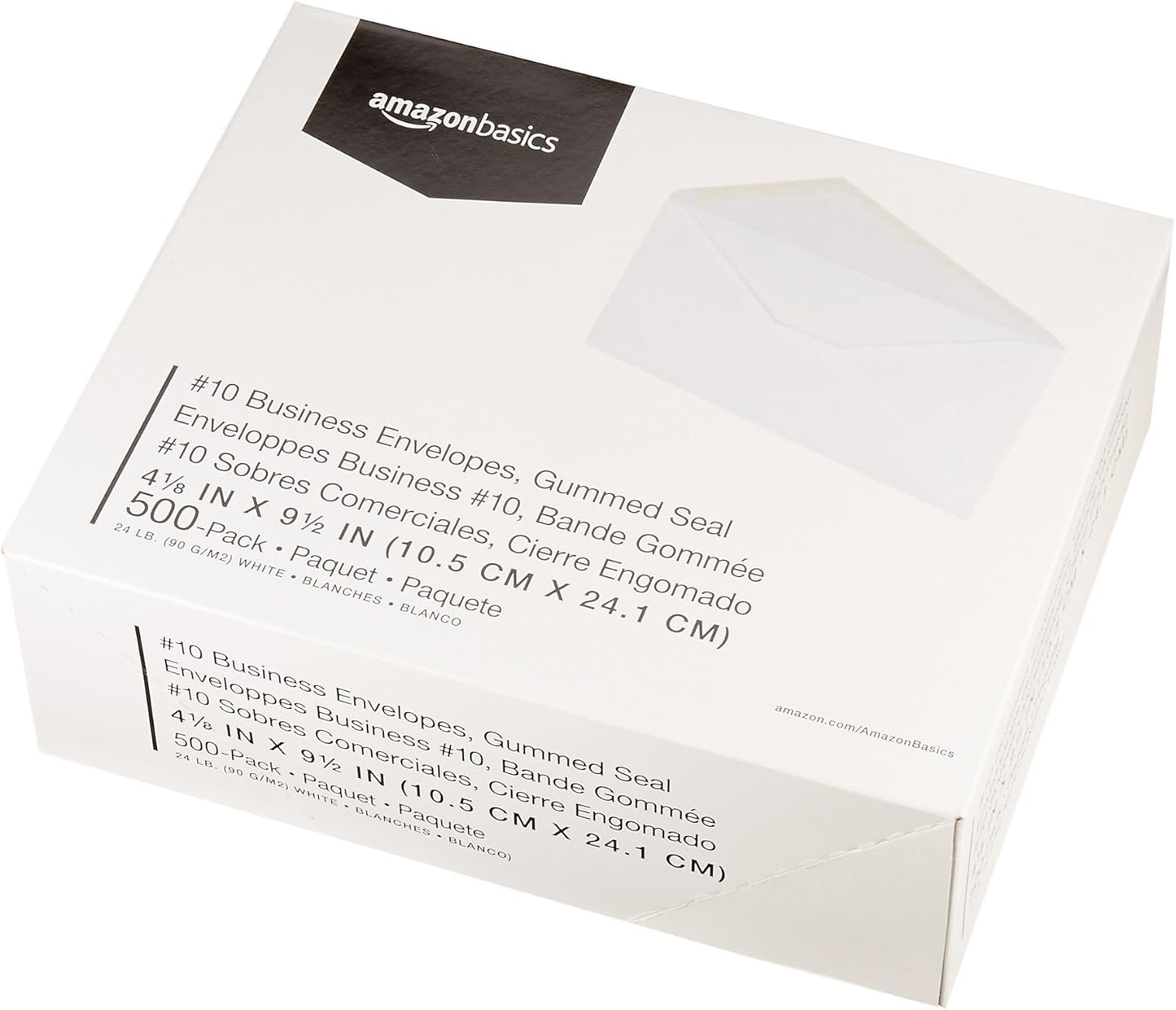 Amazon Basics #10 Security-Tinted Self-Seal Business Envelopes with Left Window for Invoices and Documents, White, 500-Pack