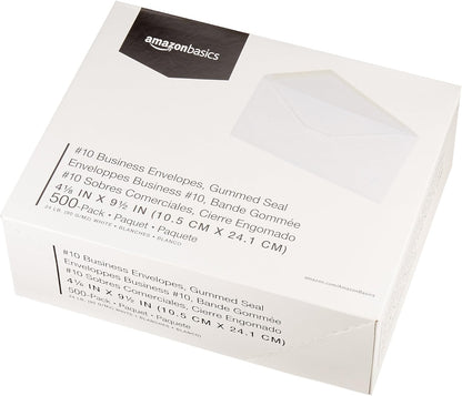 Amazon Basics #10 Security-Tinted Self-Seal Business Envelopes with Left Window for Invoices and Documents, White, 500-Pack