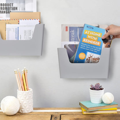 YOHOM No Drilling File Holder Wall Mails Magazines Organizer Adhesive Door Mount, Single Pocket(WHITE, 1 PCS)