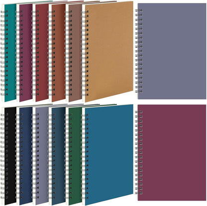Leelosp 12 Pack Small Spiral Notebook Lined Spiral Journal College Ruled Notebook Wire Bound Kraft Cover, 120 Pages for Work (Multicolor,5.5 x 8.3 Inch)
