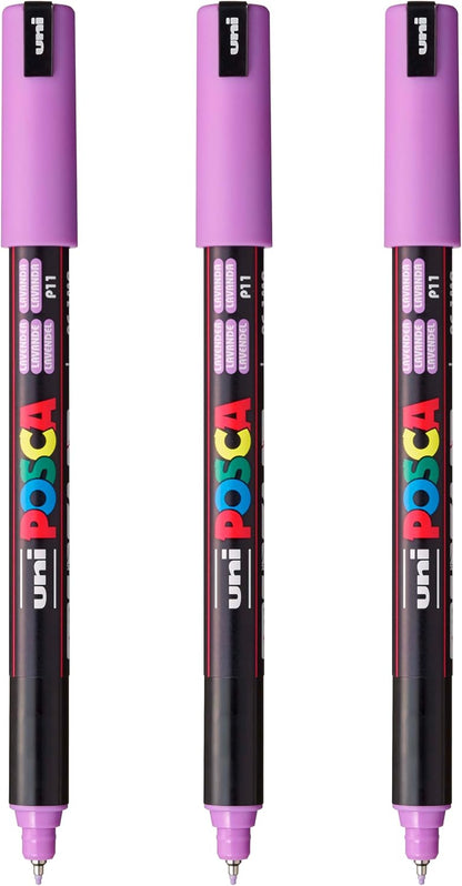 posca PC-1MR Water-Based Paint Markers, Extra Fine Tip (0.7mm), White, 3 Count