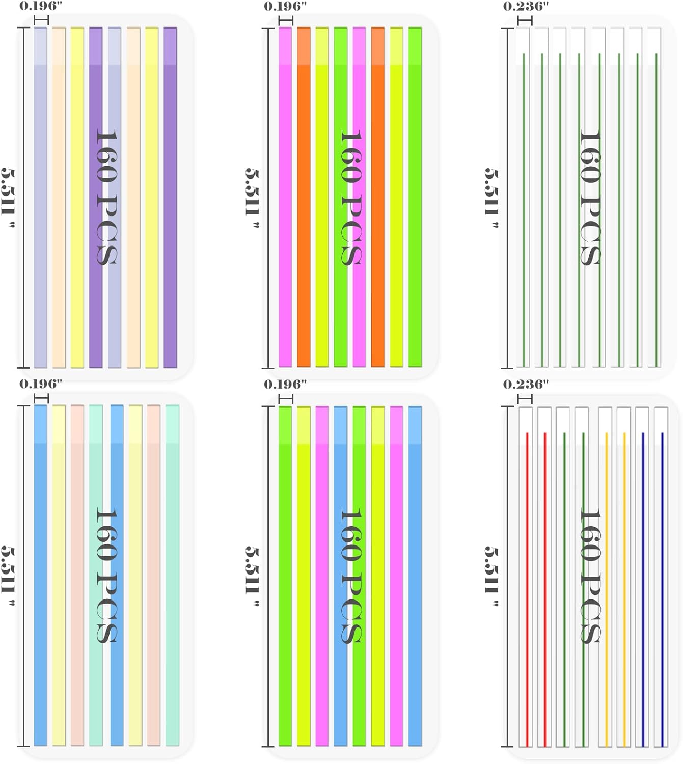 BAYTORY 1380Pcs Transparent Highlighter Tape Reusable, Clear Sticky Tabs for Annotating Books, Long Highlighting Strips Page Markers Index Tabs, Sticky Notes Aesthetic Office School Supplies