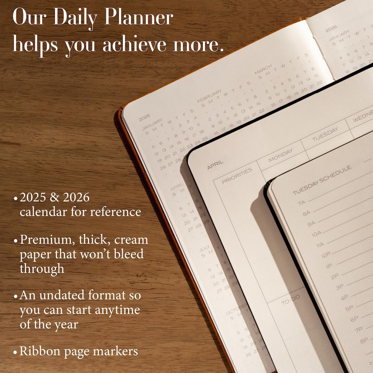 Anecdote Daily Planner w/ 2026-2027 Calendar | Start Anytime 26 Weeks Undated | 1 Page per Day | 8.5" x 5.2" | Hardcover To-Do List Organizer, Plan Your Success, Achieve Productivity Goals (Evergreen)