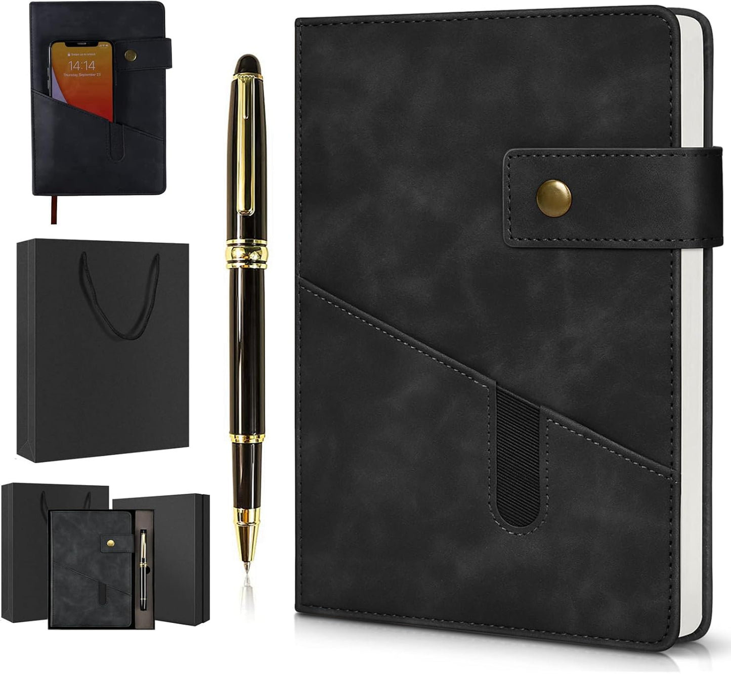 vfaejll A5 Lined Leather Journal Notebook,Hardcover Journal Set with Pen and Gift Box,100Pages 100gsm Thick Ruled Paper Daily Diary for Men Women School,Travel,Business,Work,Writing 5.9" X 8.4"