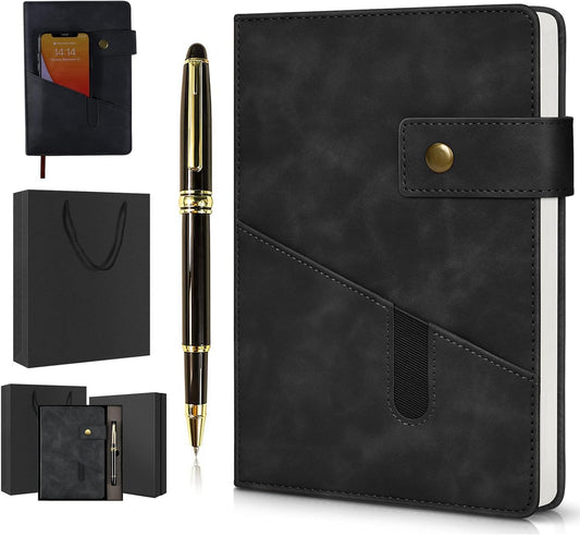 vfaejll A5 Lined Leather Journal Notebook,Hardcover Journal Set with Pen and Gift Box,100Pages 100gsm Thick Ruled Paper Daily Diary for Men Women School,Travel,Business,Work,Writing 5.9" X 8.4"