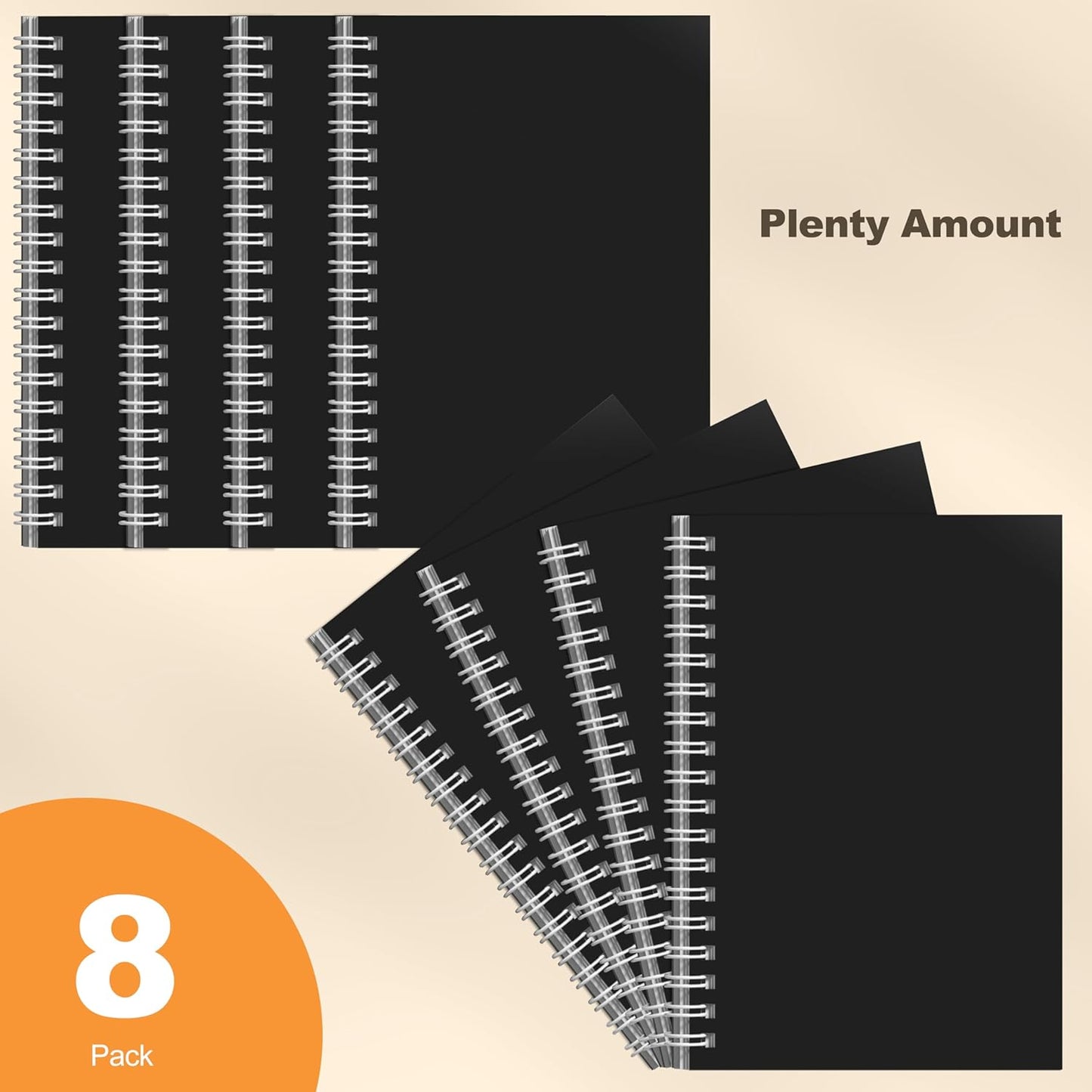 Nichela 4 Pack Spiral Notebook for Work - 4" x 6" Softcover Notebooks College Ruled for Note Taking, School Supplies,200 Sheets 400 Pages Journals Black