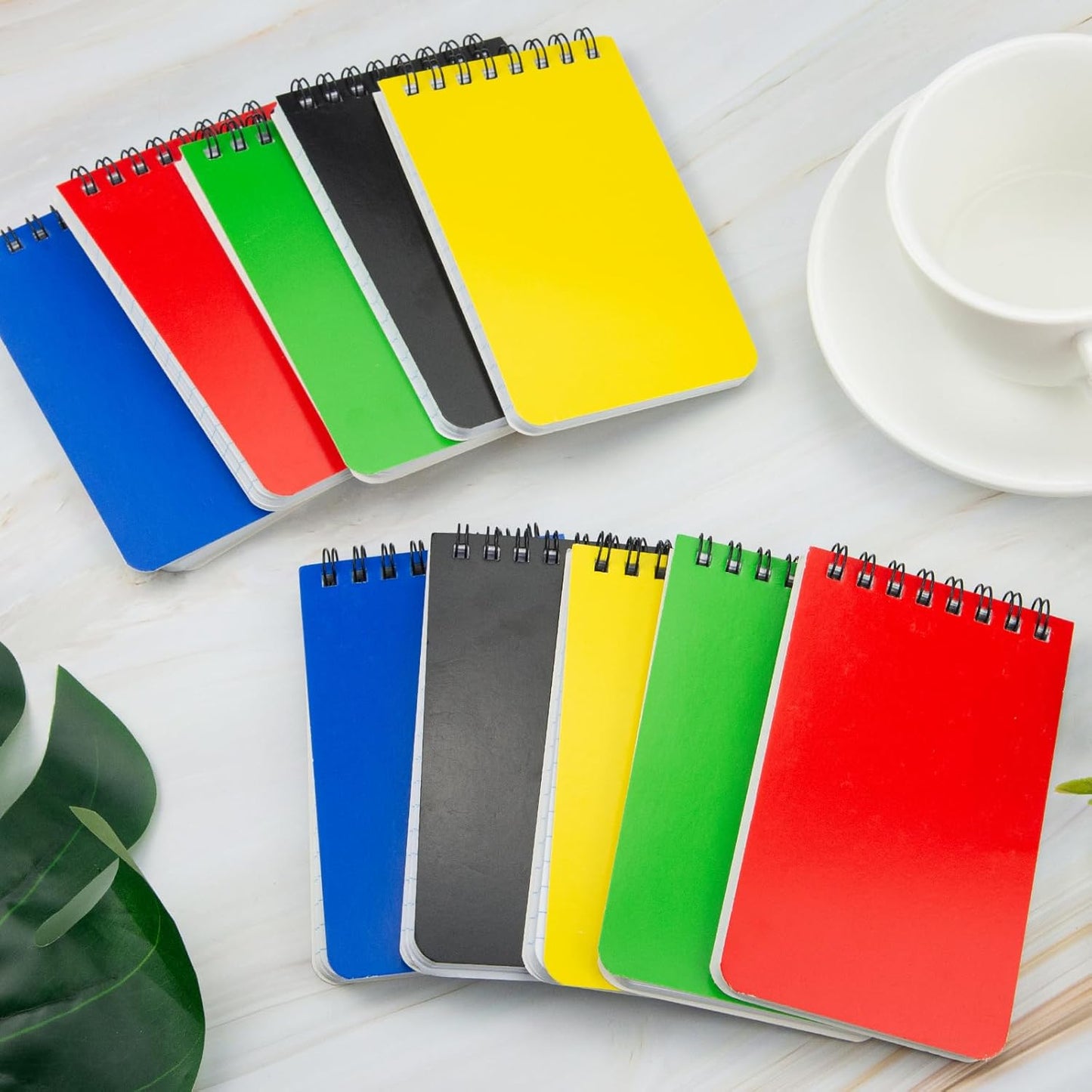Fantasyon Top Bound Memo Books 4" x 6" Pocket Notebook Spiral Memo Pads For Home, Office, College, School, Lined College Ruled Paper, 75 Sheets Per Notebook (10 Pack) (A6)