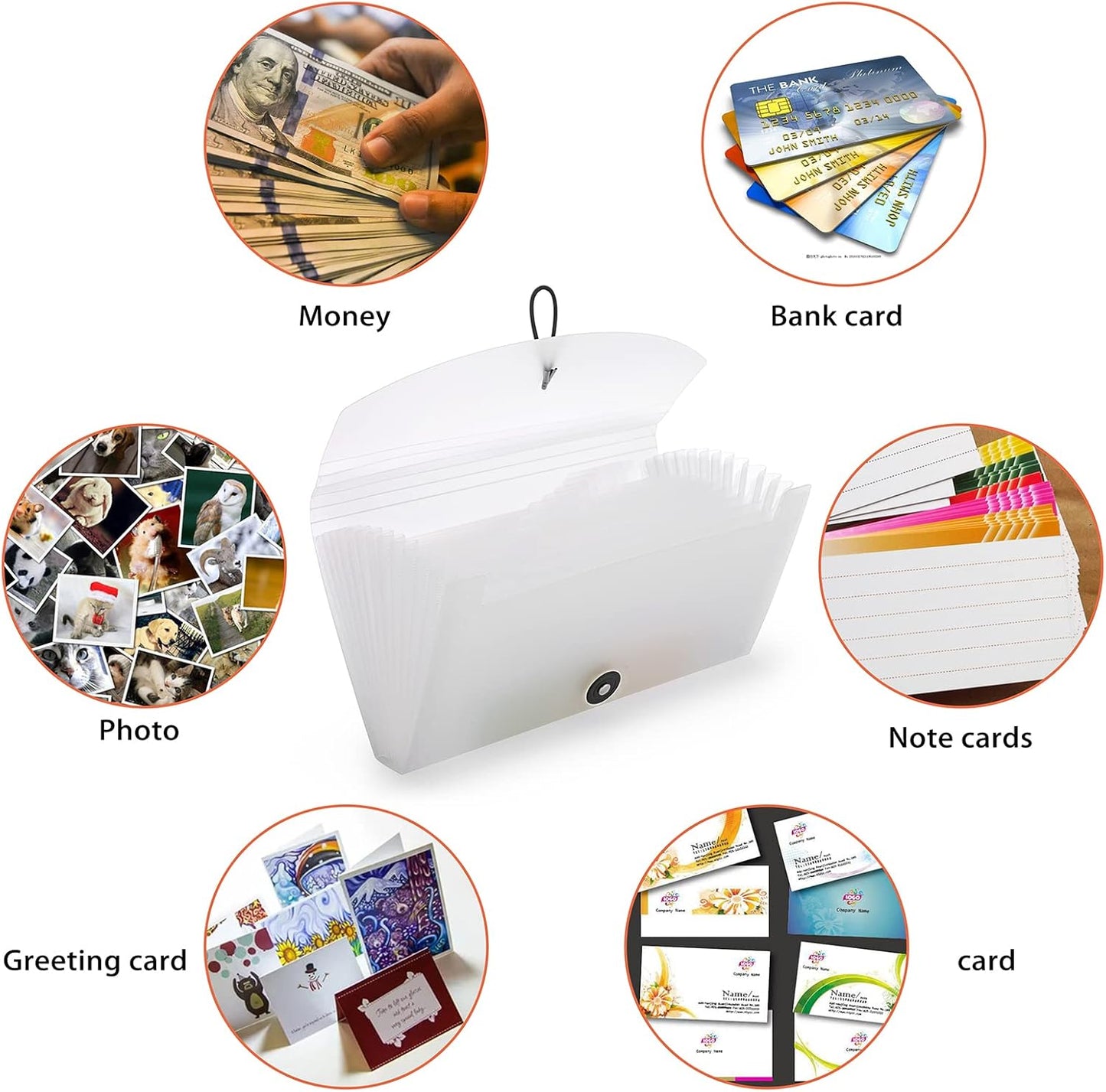 BTSKY 13 Pockets Expanding Check Bill File Folder-Hand-held Small Accordion File Folder Expandable Card Ticket Holder Plastic Business Document Organizer Wallet Case New Grey