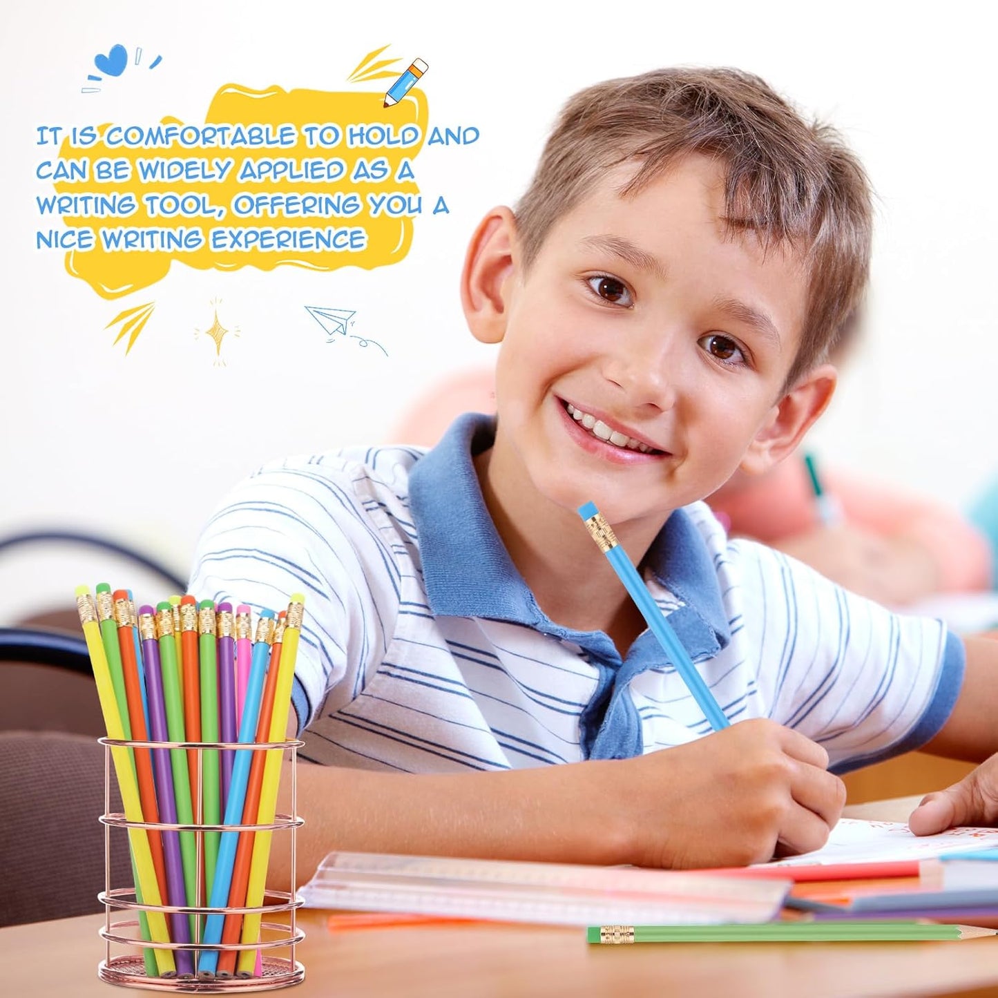 24 Pcs Round Pencils with Eraser 2 HB Cute Pencils Bulk for School Graphite Wood Color Unsharpened Pencil for Drawing Sketching Wedding School Teacher Supplies Student Reward
