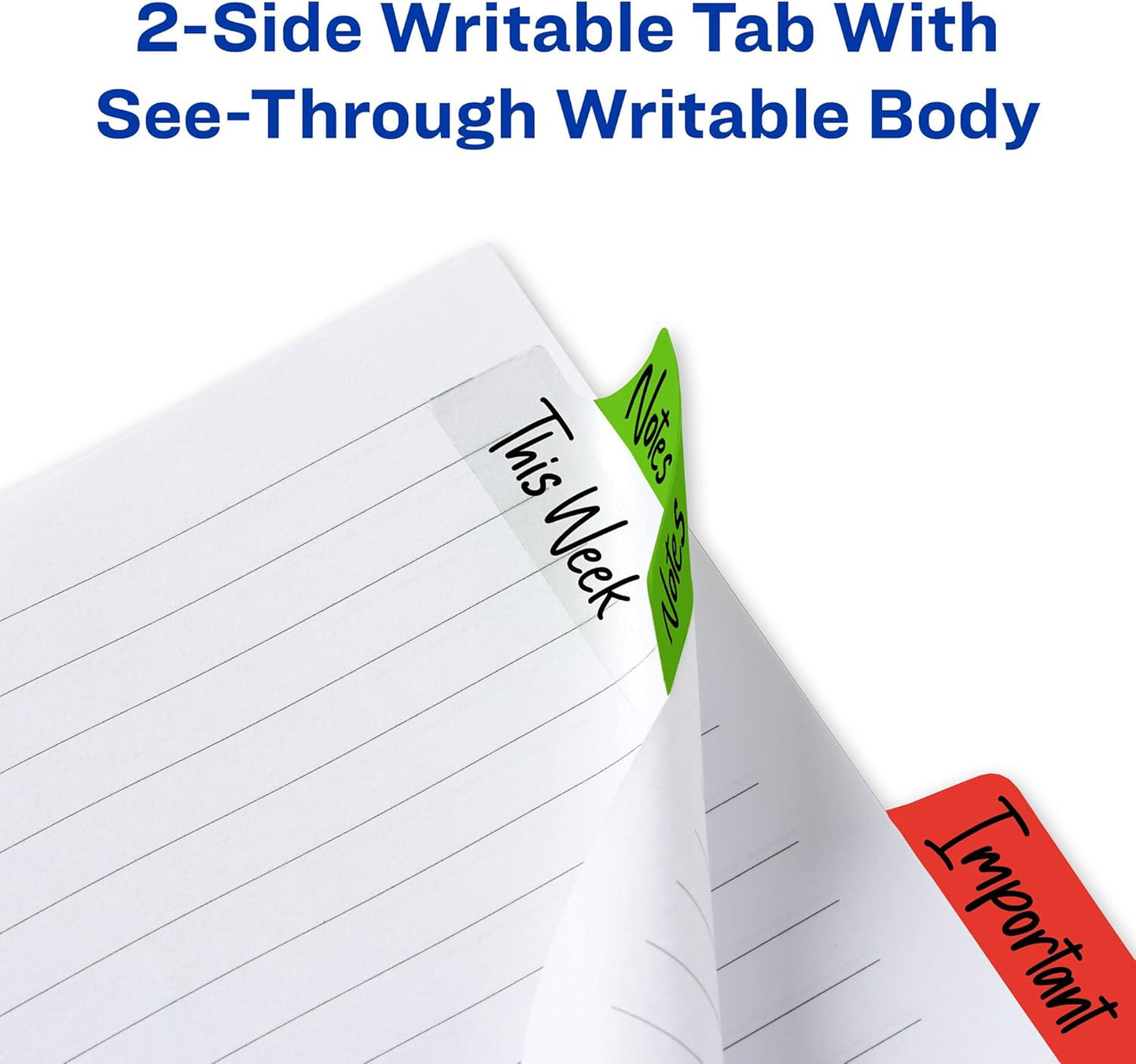 Avery Margin Ultra Tabs, 2.5" x 1", 2-Side Writable, Assorted Colors, 48 Repositionable Page Tabs (74866)