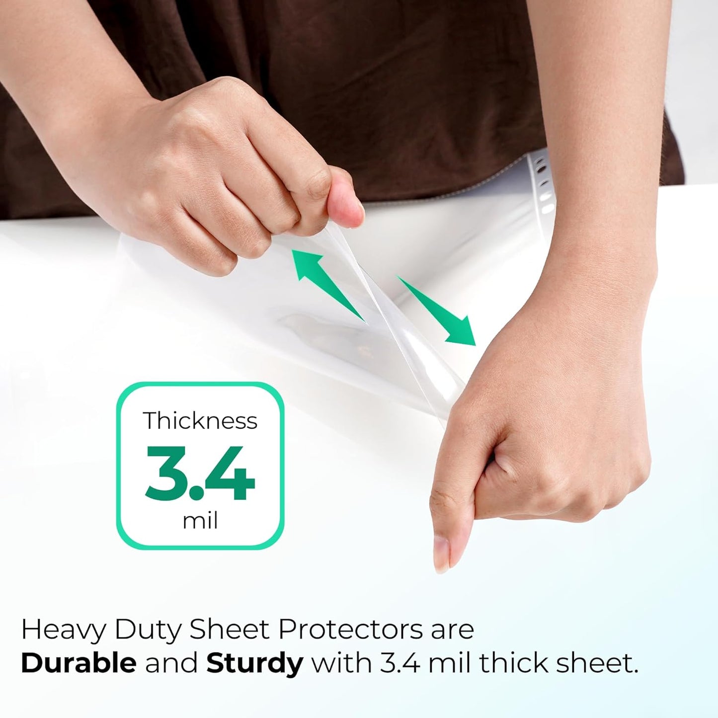 FLEXOFFICE 200 Pack, Extra Heavy Duty Sheet Protectors 8.5 x 11, Non-Glare, Top Loading 9.25 x 11.25 inch, Clear Page Protectors, Plastic Sleeves Reinforced 11-Hole Fit for 3 Ring Binder