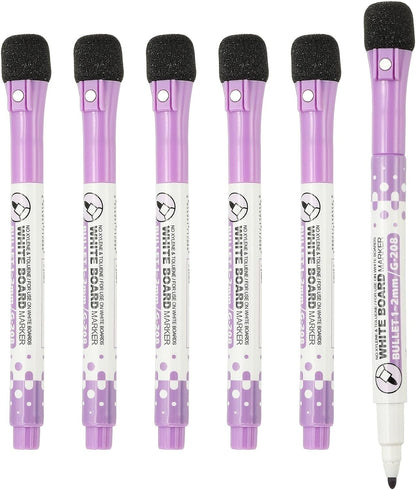 PATIKIL Magnetic Whiteboard Pen, Fine Tip Dry Erase Yellow White Board Markers with Eraser Whiteboard Calendar Supplies for Classroom Office, 6 Pcs, 1-2mm Tip