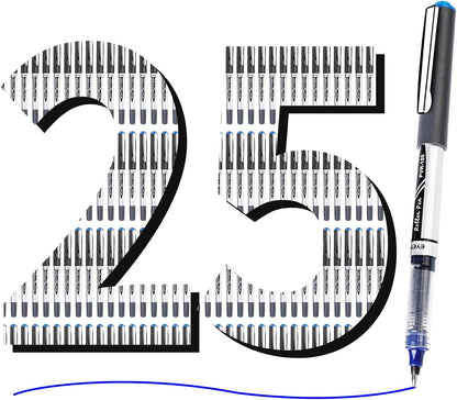 EYEYE 0.7mm Black Roller Ball Pens 25 Pack, Medium Point Rollerball Pen Quick Dry, Liquid Ink Pens Fine Point Smooth Writing Pens for Journaling, Note Taking, Office and School Supplies