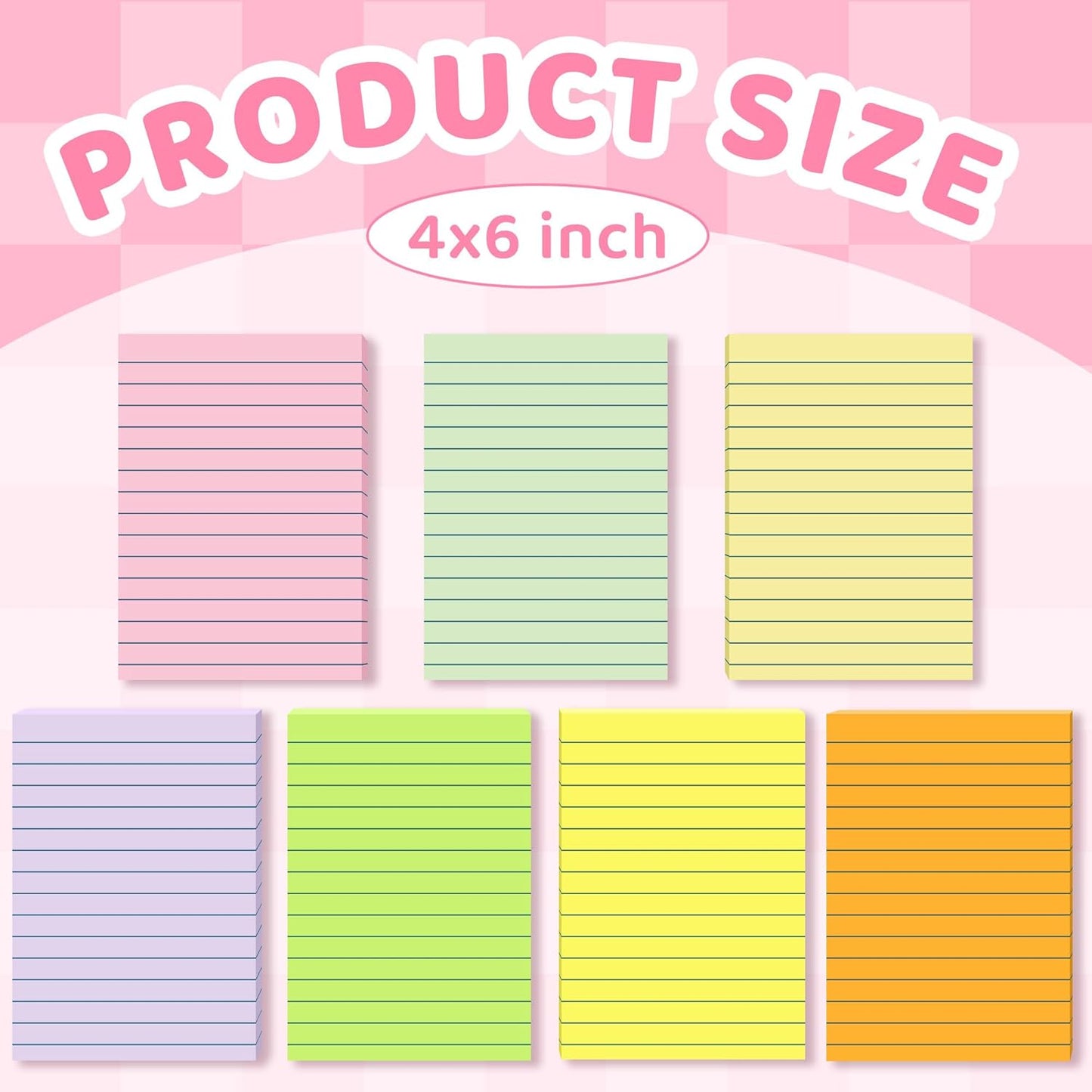 (12 Pads) Lined Sticky Notes 4x4 in Post, 6 Bright Colors with Lines Self-Stick Note Pads it, Strong Adhesive, 46 Sheets/Pad, 552 Sheets in Total
