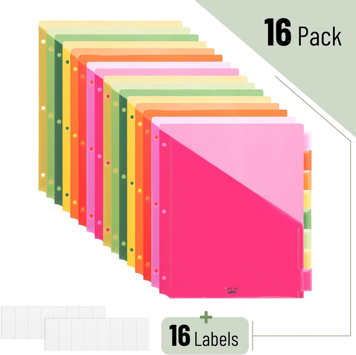 Mr. Pen- Binder Dividers with Pockets and Tabs, 1 Set, 8 Tabs/Set, Colorful, 3 Ring Binder Dividers with Tabs and Pockets on Both Sides