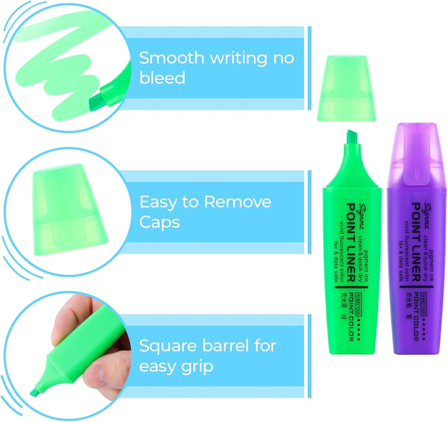 M&G 6-Pack Highlighters, Multicolor Quick-Dry No-Bleed Ink, Soft Chisel Tip Highlighters for Office Documents, Journaling, and Planners