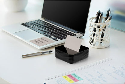 Post-it Note Dispenser, Sticky Note Holder, Black Wave Design, Includes 3 Pads of 90 Sheets of 3 in x 3 in Pop-Up Notes, Classroom or Office Supplies