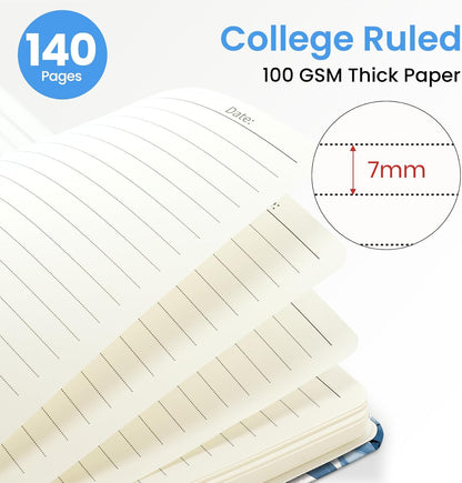 ZOTIA Lined Spiral Journal for Women, A5 Pretty Hardcover Notebook for Work, School & Office Writing, Aesthetic Writing Journal College Ruled, 140 Pages, 5.8" x 8.3", Twilight Bloom