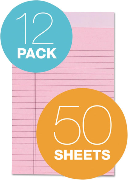 TOPS Prism+ Writing Pads, 5x 8, Perforated, Jr. Legal Ruled, Narrow 1/4 Spacing, Orchid, 50 Sheets, 12 Pack (63040)