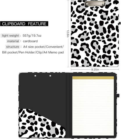 Hongri Clipboard Folio with Refillable Lined Notepad and Interior Storage Pocket for Students, Classroom, Office, Women, Man, Cute Custom Pattern, Size 12.8 x 9.2 in, Classic Flower