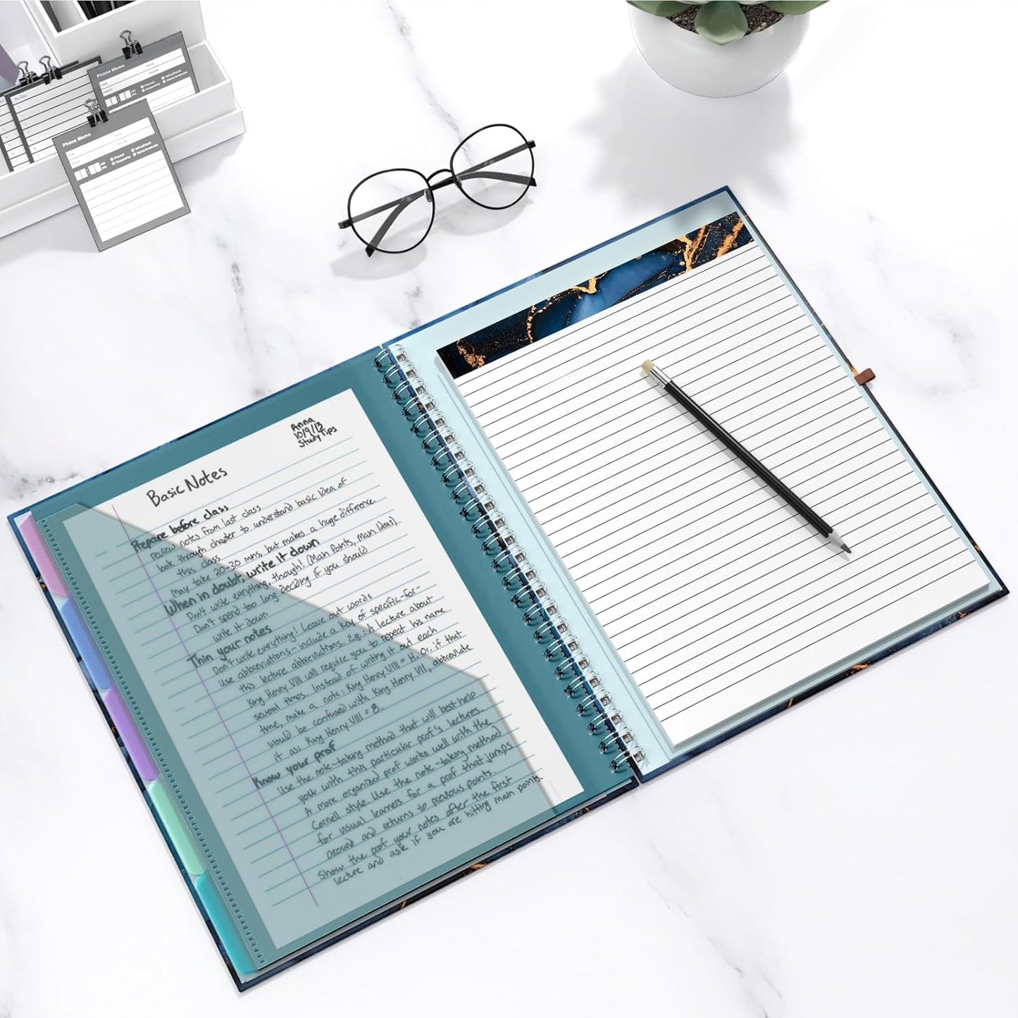 Hongri Clipboard Folio with Refillable Lined Notepad, 8.5 x 11 Folders with Storage 10 Pockets, Spiral Portfolio, Size 12.8X 9.7 in, Office & School Supplies, Skeleton