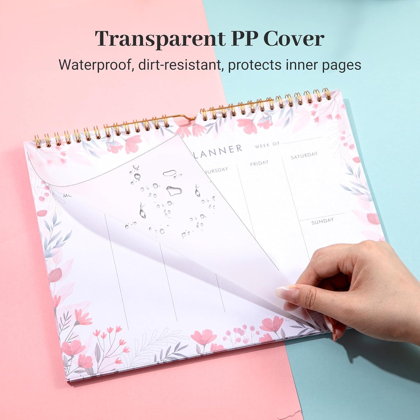 Weekly Planner Notepad Tear Off Set of 2 Weekly Calendar Pad 52 Undated To Do List Notepad Sheets Desk Planner Planning Pads Productivity Tracker for Work Goals Notes Schedule Ideas, Floral Blue
