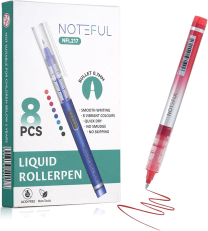 Liquid Ink Rollerball Pens, 0.7mm Medium Point Tip, Rolling pen for Drawing, Journaling and Smooth Writing - Pack of 8