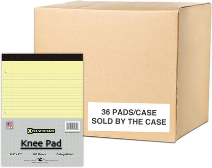 Roaring Spring Knee Pad College Ruled Extra Stiff Back Legal Writing Pad, 3 Hole Punched, 8.5 x "11.75" 100 Sheets, White