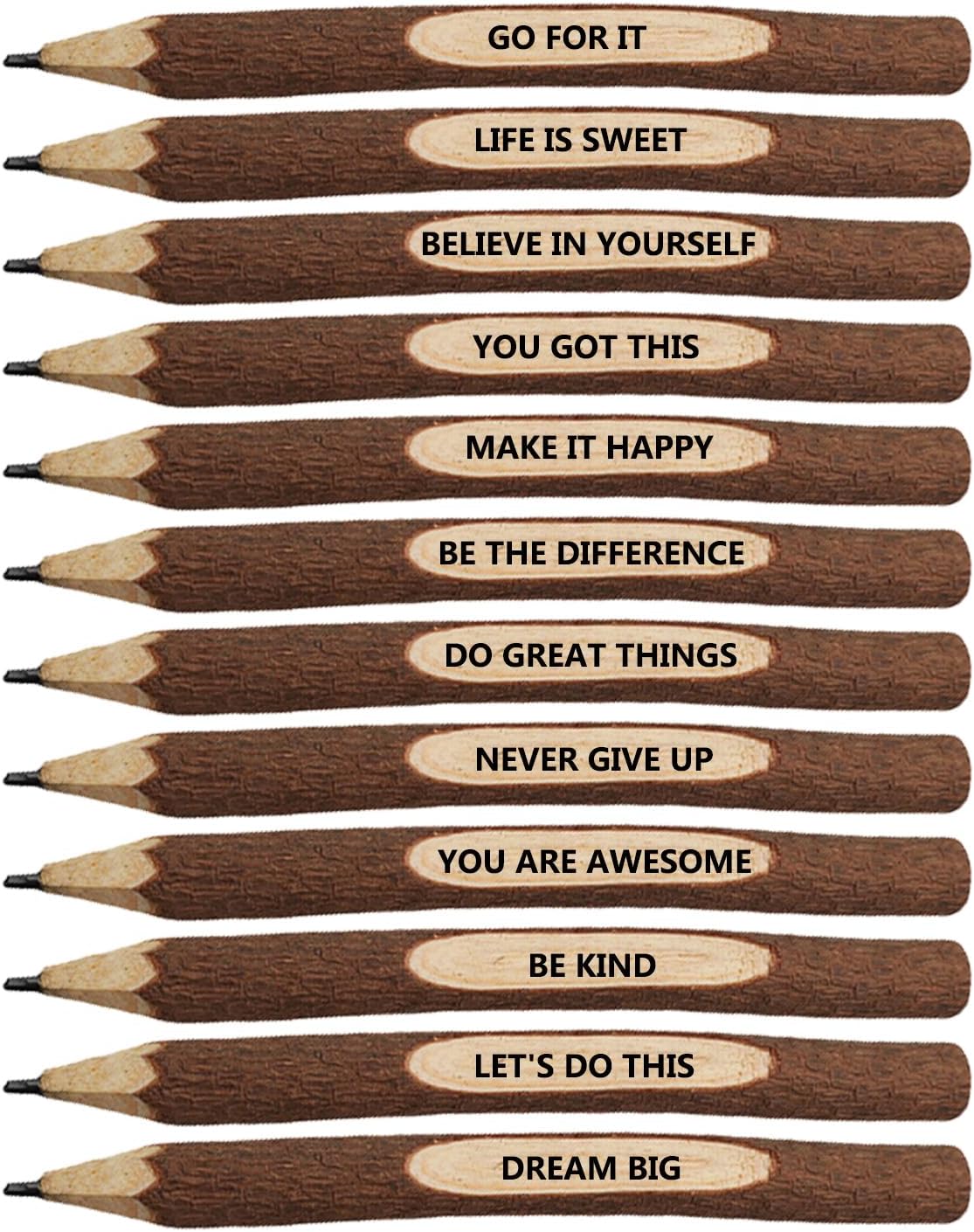 S & E TEACHER'S EDITION 12Pack Inspirational Pencils, Wooden Pencils, Natural Branch, Hand Made Twig, Christmas Gift for Appreciate Best Friend Coworkers.