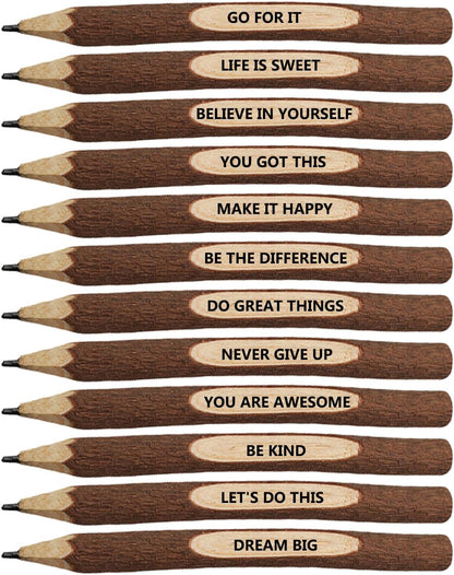 S & E TEACHER'S EDITION 12Pack Inspirational Pencils, Wooden Pencils, Natural Branch, Hand Made Twig, Christmas Gift for Appreciate Best Friend Coworkers.