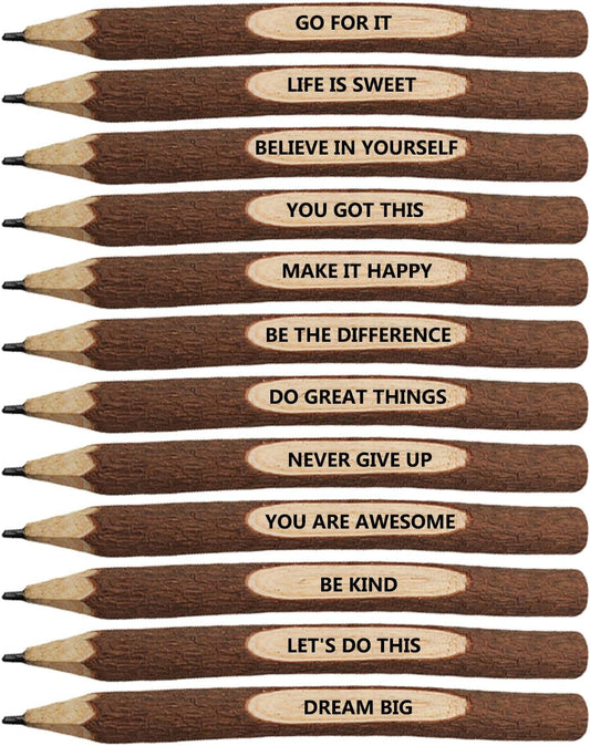 S & E TEACHER'S EDITION 12Pack Inspirational Pencils, Wooden Pencils, Natural Branch, Hand Made Twig, Christmas Gift for Appreciate Best Friend Coworkers.