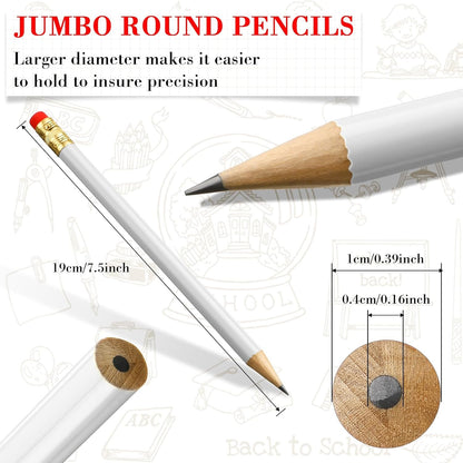Fainne 48 Pcs Jumbo Pencil, Wooden Pencil with Black Core for Carpenters Construction Workers Woodworkers Framers Beginners Students Teachers DIY Project(Yellow,Round)