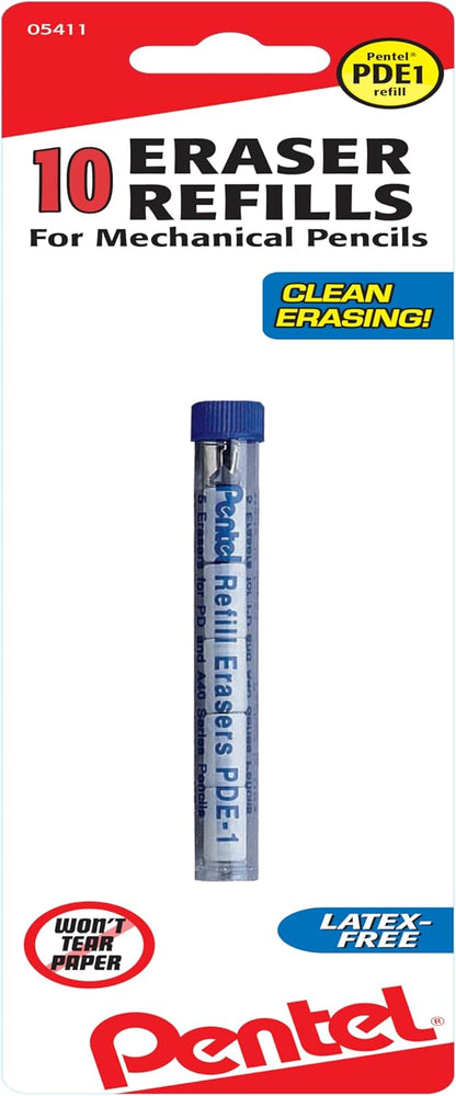 Pentel Refill Eraser for AL, Ax and PD Series Pencils 5 Pcs/Tube, 3-PK