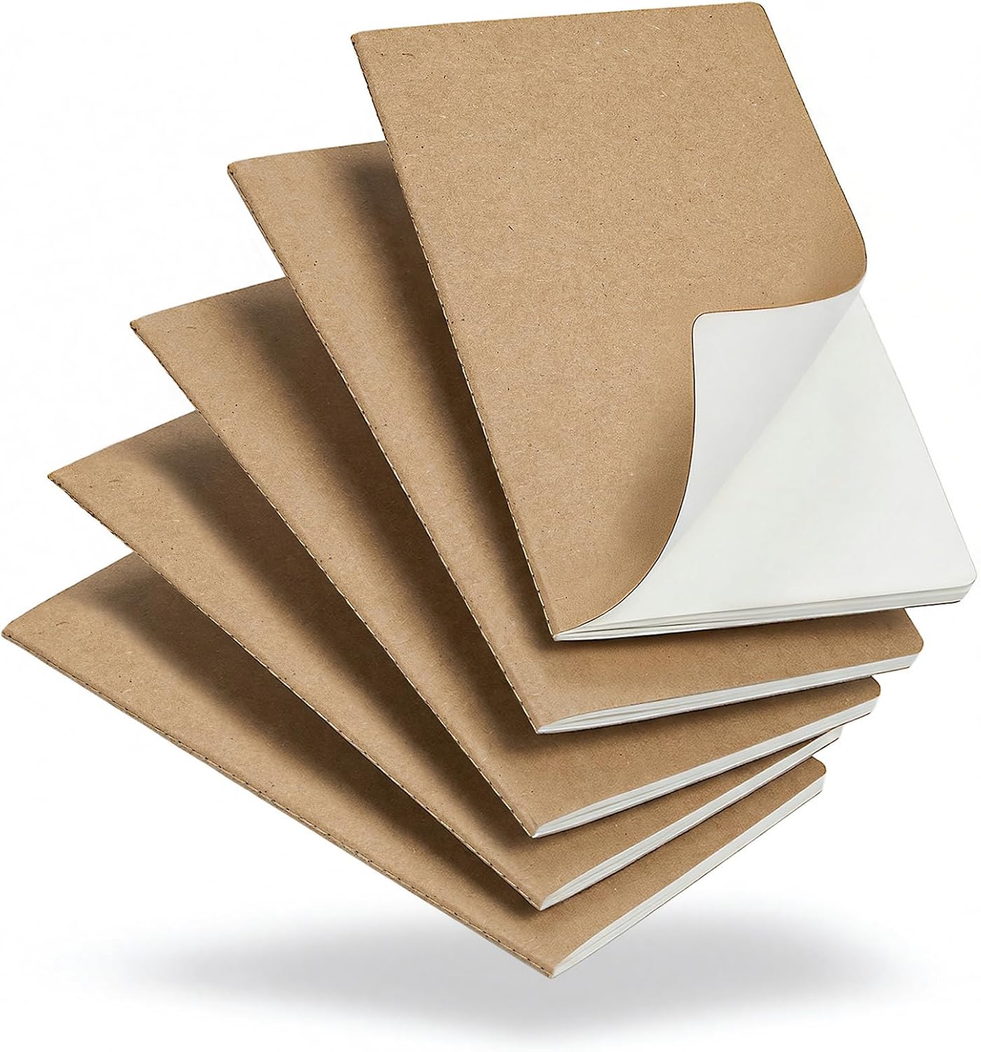 48 Pack Kraft Notebooks Bulk A5, 60 Pages Blank Unlined Journals, 8.3x5.5 Inches, Natural Kraft Cover Composition Notebooks for School Office Students Artists