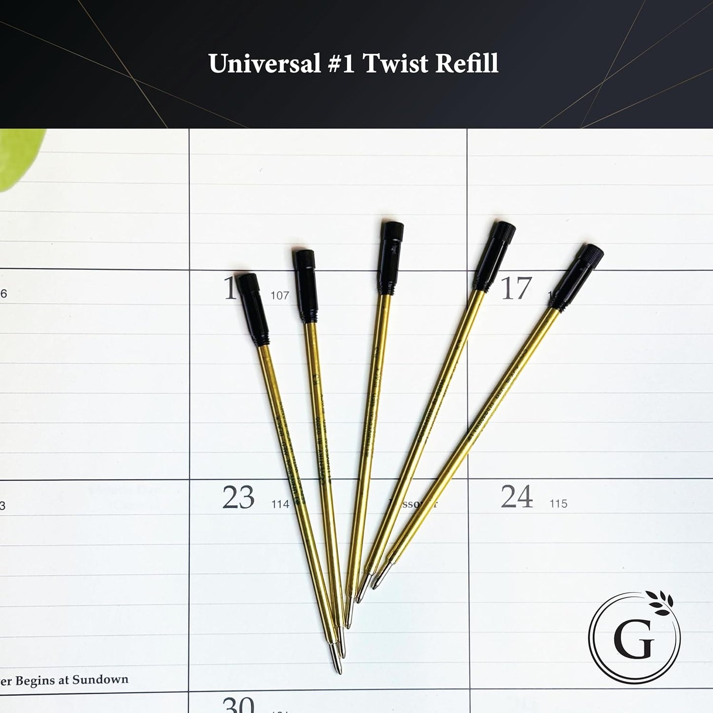 Garland Universal #1 Cross Compatible Ballpoint Pen Refill, USA Made, Archival Ink, 1.0mm Medium Point, Smooth Writing, 5 Pack (Blue)