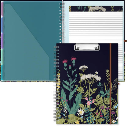 Hongri Clipboard Folio with Refillable Lined Notepad, 8.5 x 11 Folders with Storage 10 Pockets, Spiral Portfolio, Size 12.8X 9.7 in, Office & School Supplies, Skeleton