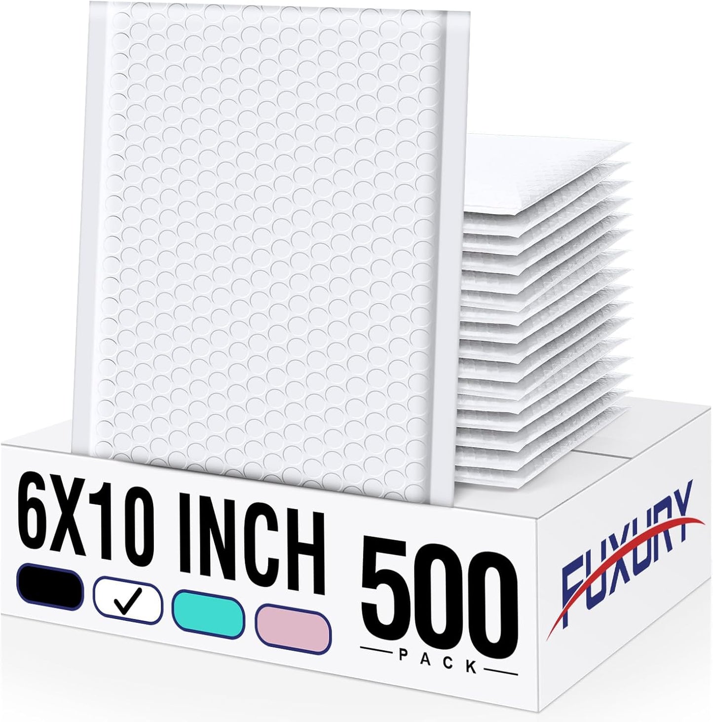 Fuxury Bubble Mailer 6x10" 100 Pack White Bubble Mailers Usable Size 6x9" Self Seal Padded Mailing Envelopes Opaque Bubble Padded Mailer for Small Business Mailing Jewelry Makeup Small Items