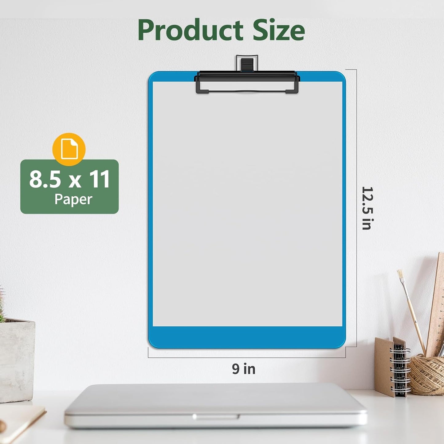 2 Pack Black Clipboard with Pen Holder, 8.5 x 11 Plastic Clip Boards with Black Low Profile Clip, Letter Size for Classroom, Teacher, Students, School, Office Supply
